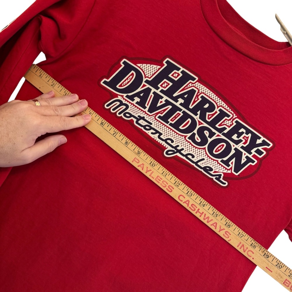 Harley Davidson Hollywood California Red Long Sleeve Hit Graphic T-Shirt M USA - Picture 10 of 11